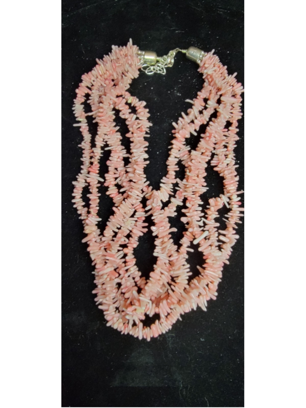 Jay King DTR Sterling Silver Multi Strand Angel Skin Coral Chunky Necklace